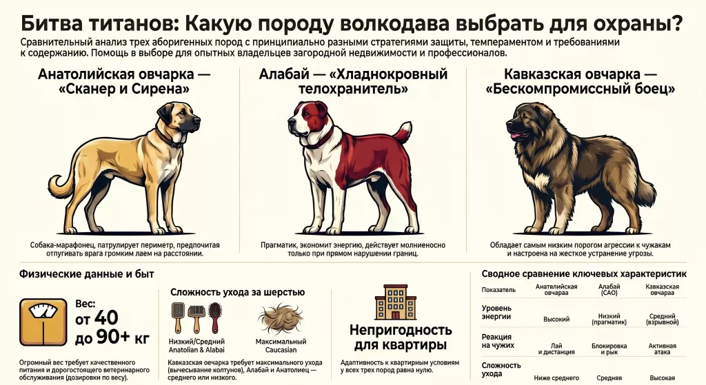 Анатолийская овчарка сравнение с похожими породами Алабай (Среднеазиатская овчарка), Кавказская овчарка