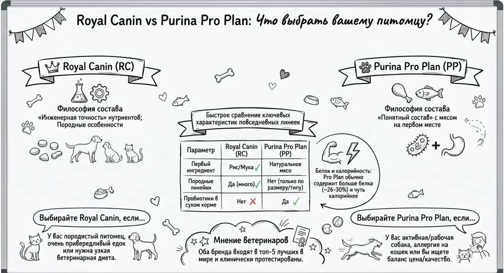 Royal Canin или Purina Pro Plan сравнение повседневных линеек